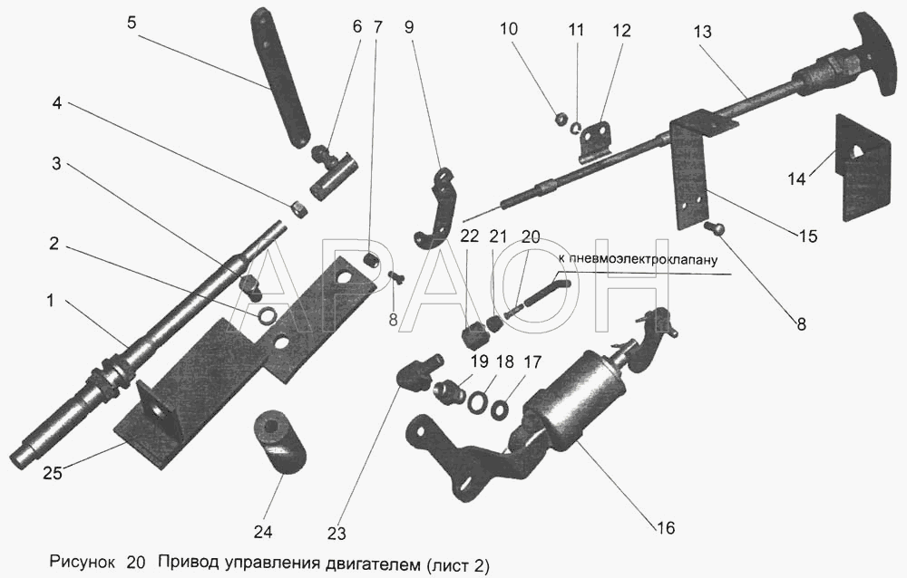 Привод управления двигателем (лист 2) 104-1108002-60 МАЗ-103