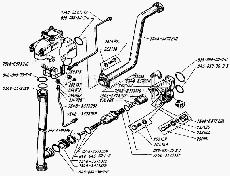 Подпорный клапан и трубопроводы гидравлического тормоза БелАЗ-7540