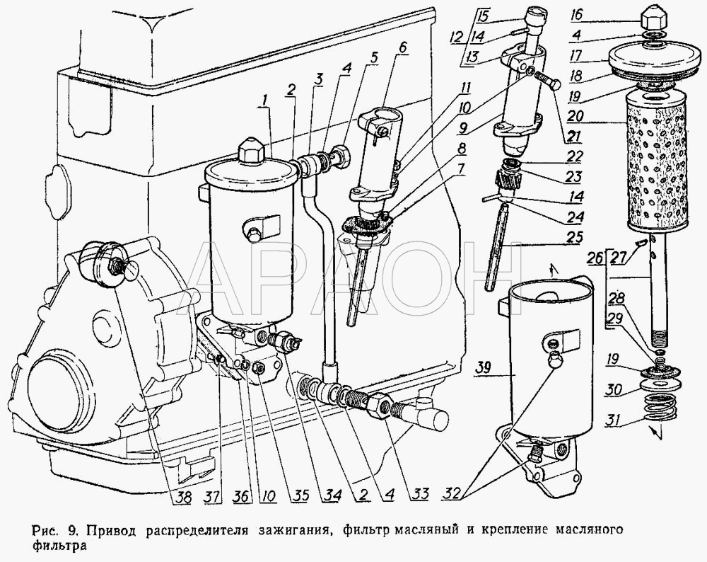 Масляный фильтр газ 53 схема сборки