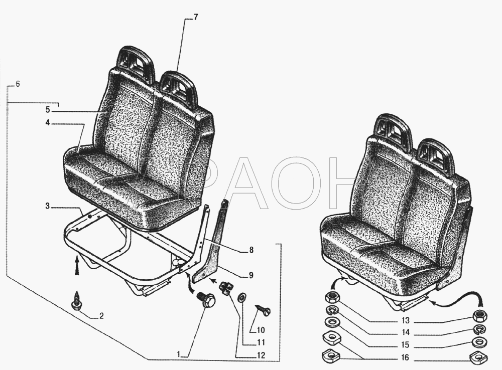 Сиденье двухместное ГАЗ-33104 Валдай