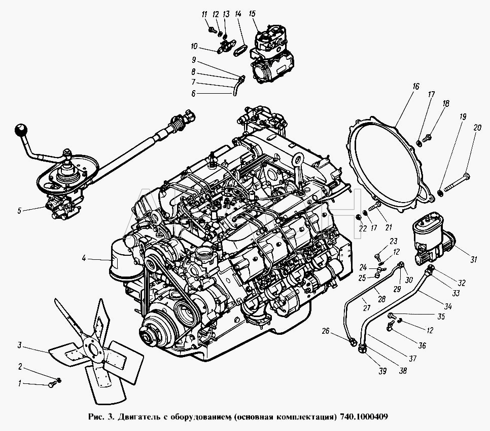 Двигатель с оборудованием (основная комплектация) КамАЗ-4310
