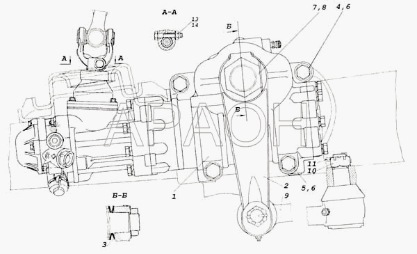 Установка рулевого механизма КамАЗ-53228, 65111