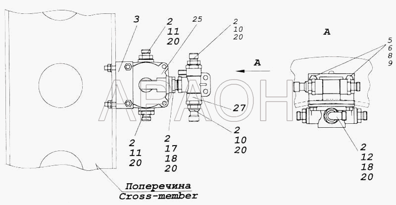 Установка ускорительного клапана КамАЗ-5360