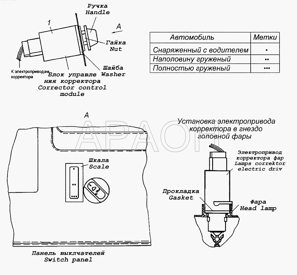 Установка электромеханического корректора КамАЗ-65116