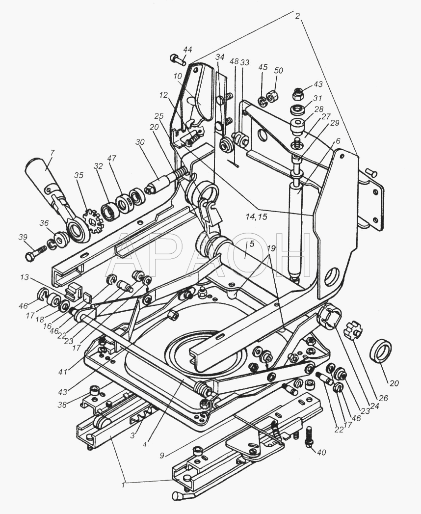 Механизм подрессоривания сиденья водителя КамАЗ-65116