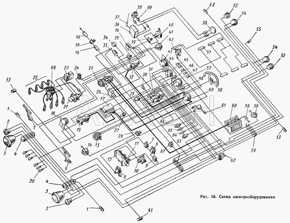Схема электрооборудования КАВЗ 685