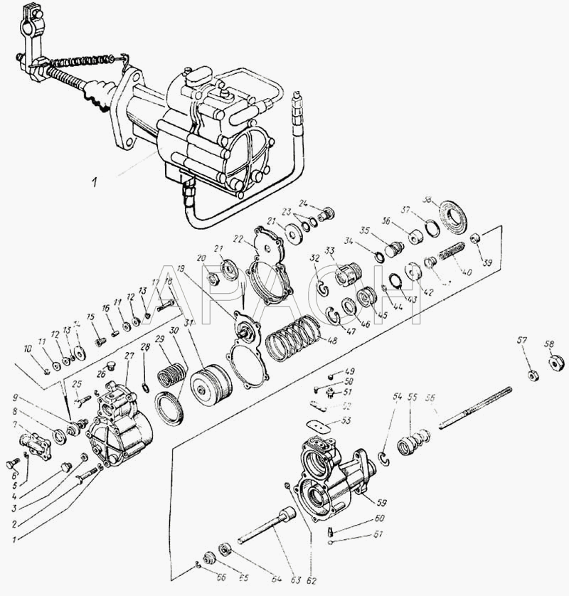 Усилитель привода управления сцеплением (модели 52528, 52528А) ЛАЗ 5252