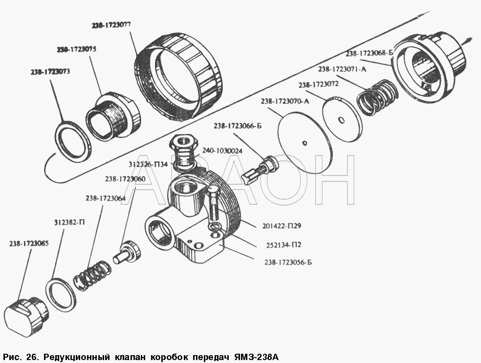 Редукционный клапан коробок передач ЯМЗ-238А МАЗ-54328