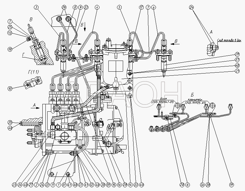 Топливные трубопроводы и установка топливной аппаратуры Д-245.30Е2-471