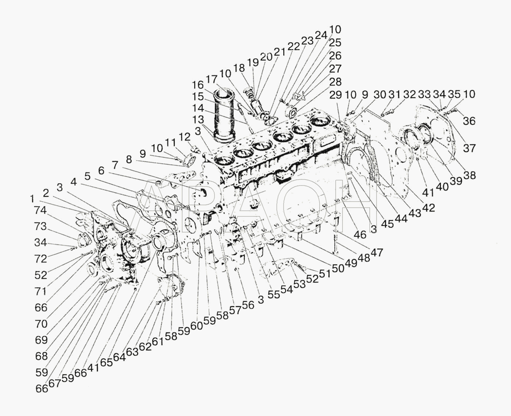 Подвеска и блок цилиндров (1522) МТЗ-1522