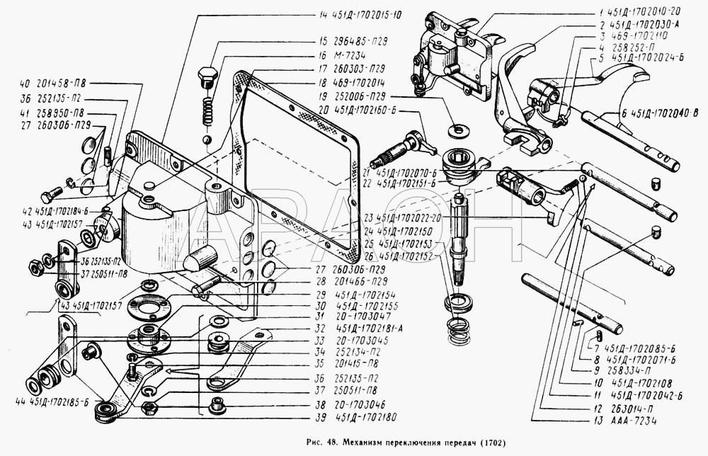 Механизм переключения передач УАЗ 3962