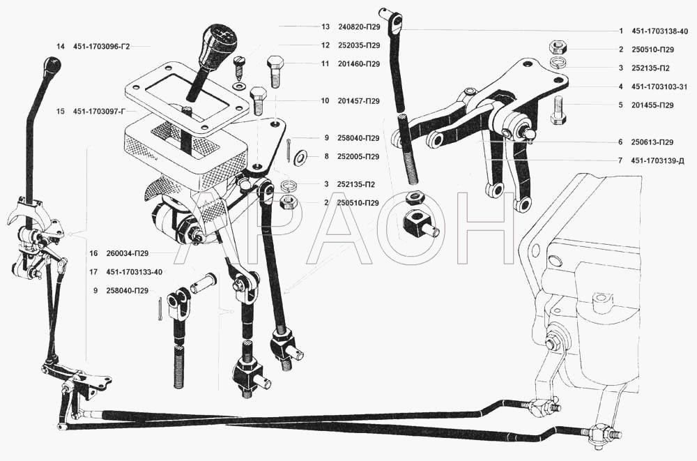 Привод управления механизмом переключения передач УАЗ 3741 (каталог 2002 г.)