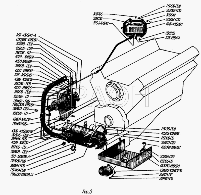 Установка агрегатов системы предпускового подогрева УРАЛ 4320-31