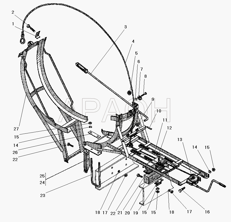 Вертикальный держатель запасного колеса УРАЛ 43206-41