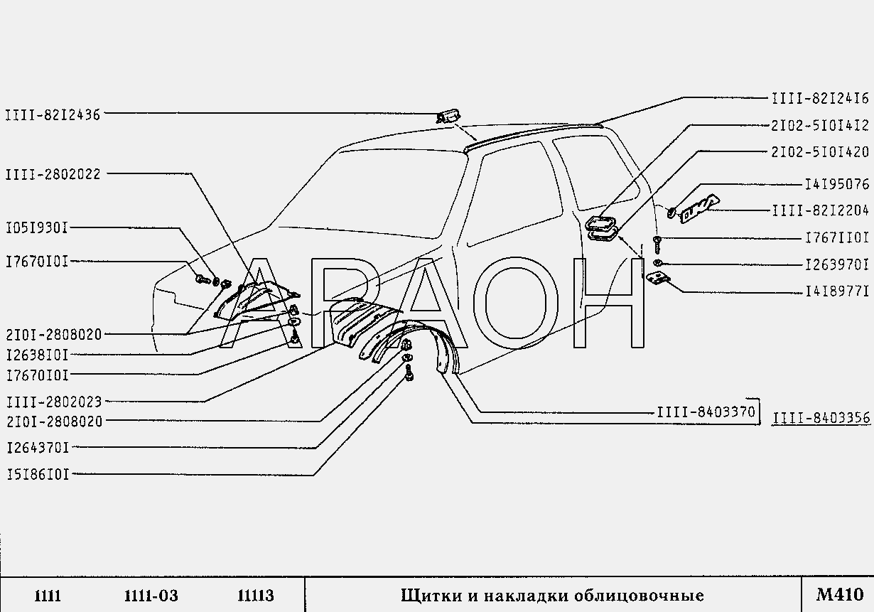 Щитки и накладки облицовочные ВАЗ 1111 