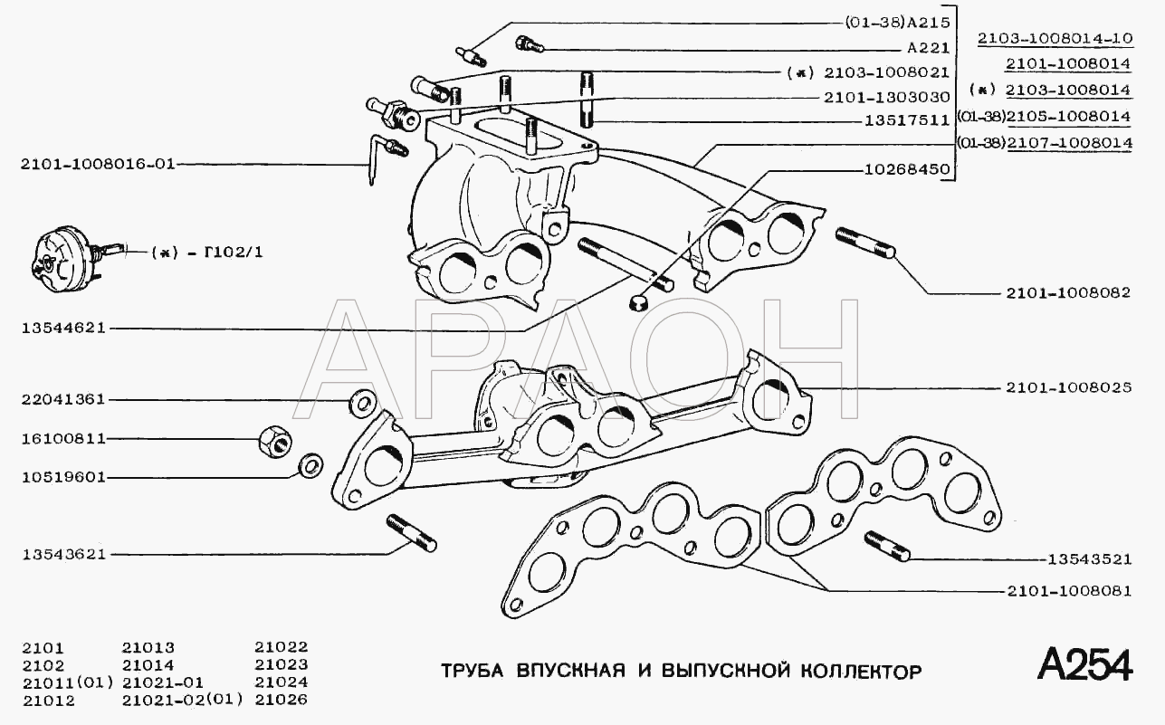 Труба впускная и выпускной коллектор ВАЗ 2101