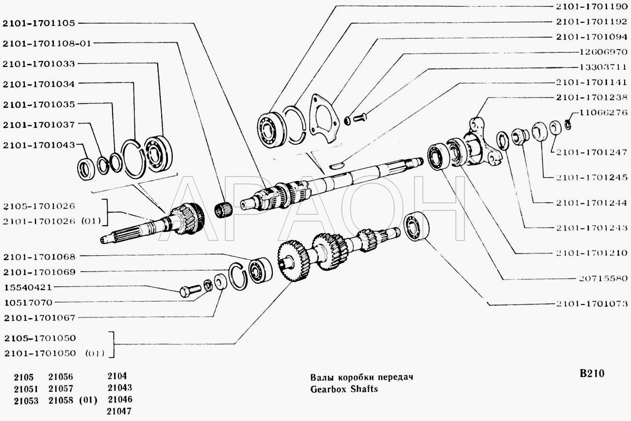 Валы коробки передач ВАЗ 2104, 2105