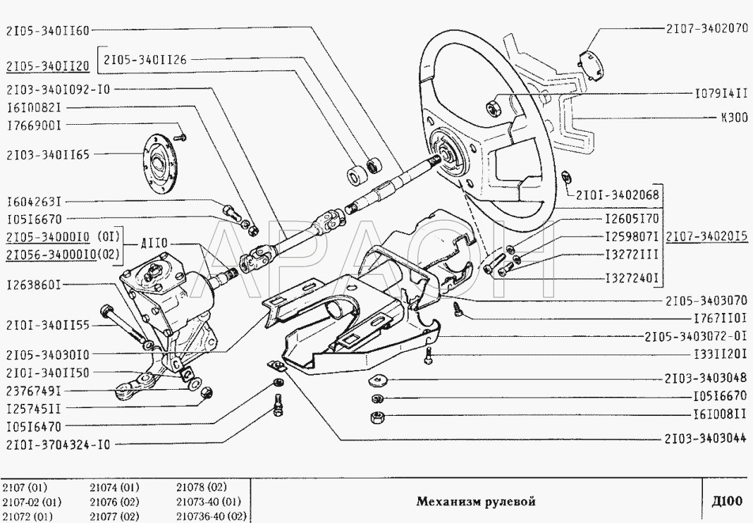 Механизм рулевой ВАЗ 2107