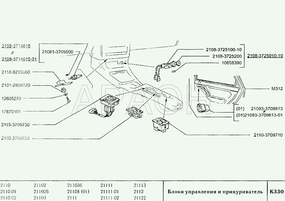 Блоки управления и прикуриватель ВАЗ 2110