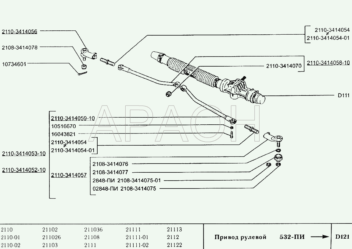 Привод рулевой ВАЗ 2110