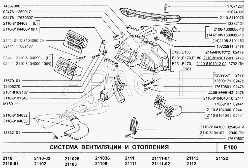 Система вентиляции и отопления ВАЗ-2110 (2007)