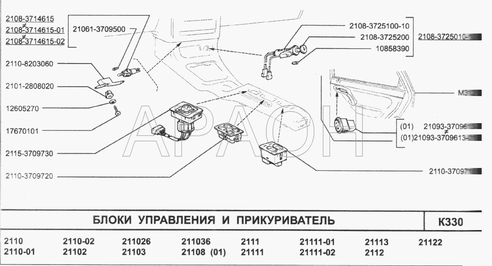 Блоки управления и прикуриватель ВАЗ-2110 (2007)