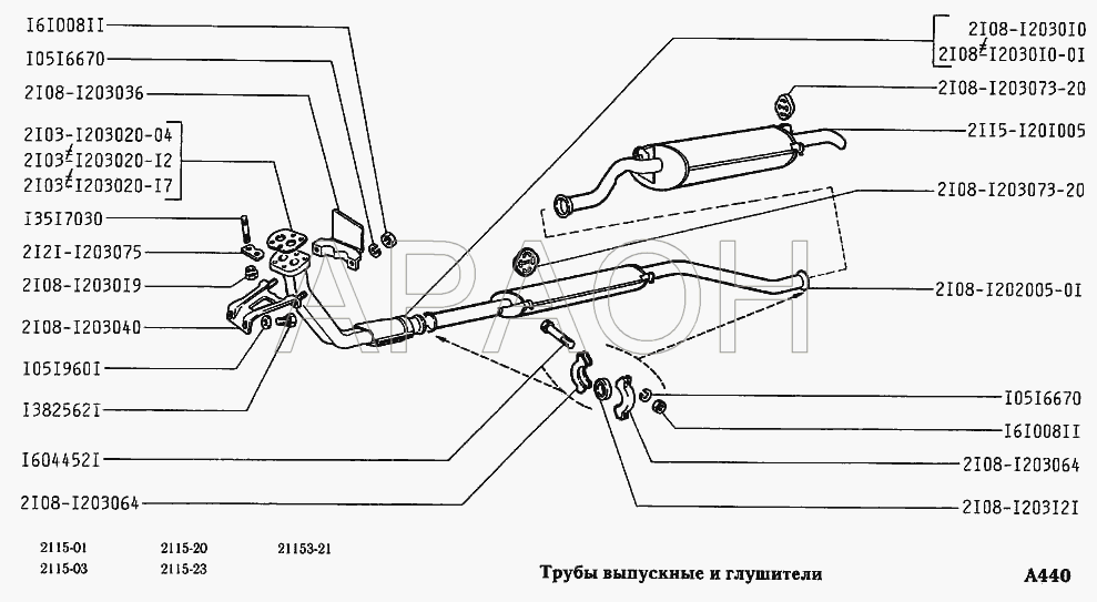 Трубы выпускные и глушители ВАЗ 2115