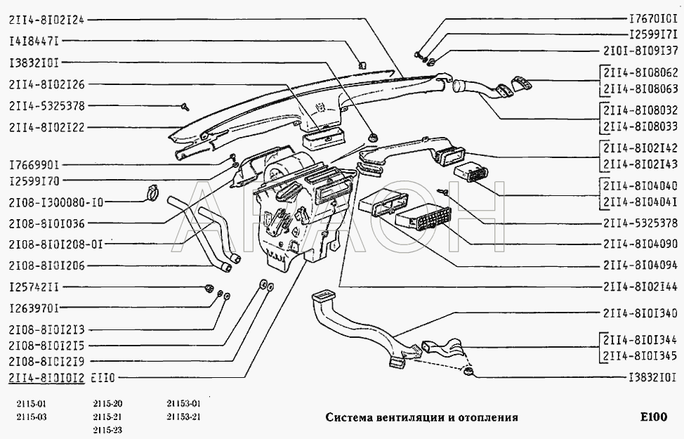 Система вентиляции и отопления ВАЗ 2115