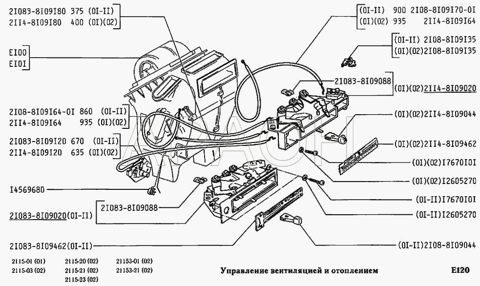 Управление вентиляцией и отоплением ВАЗ 2115