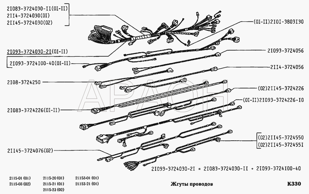 Жгуты проводов ВАЗ 2115