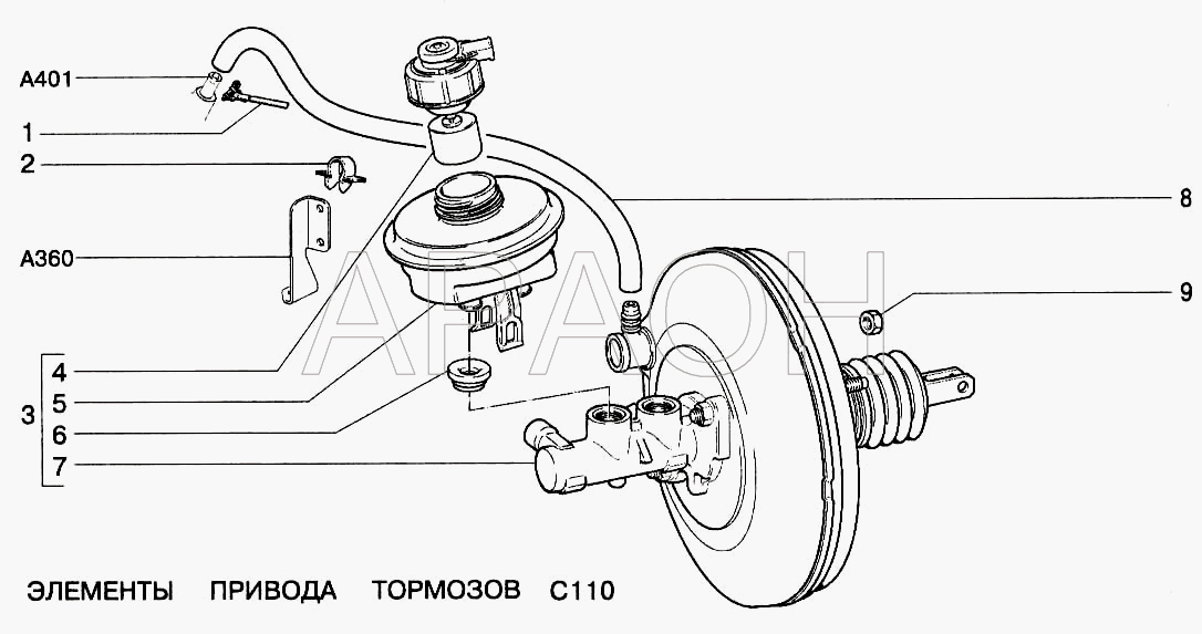 Элементы привода тормозов ВАЗ 2123