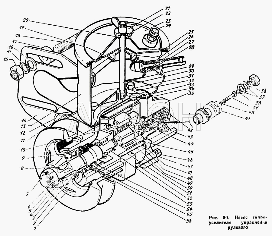 Насос гидроусилителя управления рулевого ЗиЛ 431410 Каталог 1989 г.