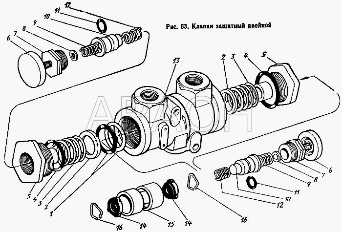 Клапан защитный двойной ЗиЛ 431410 Каталог 1989 г.