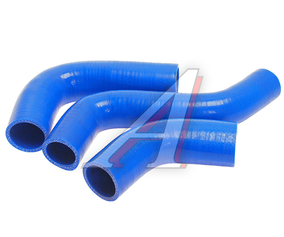 Патрубок ГАЗ-3302 дв.ЗМЗ-409 ЕВРО-4 радиатора комплект 3шт. синий силикон