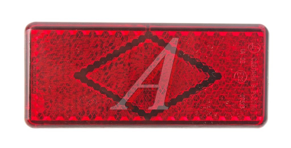 Катафот ГАЗ-3302 красный 121х52 (рисунок ромб, крепление 2 защелки) АЭК