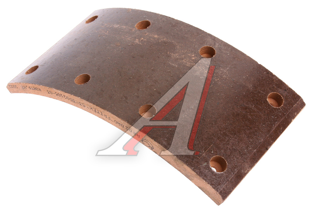 Накладка тормозной колодки ГАЗ-3307-08-09 задней сверленая Wшир.=100мм;Lдуги=200мм;hтолщ.=11.1/8.3мм